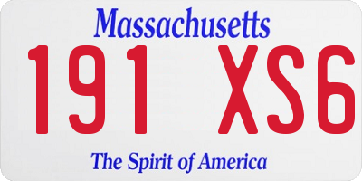 MA license plate 191XS6