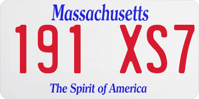 MA license plate 191XS7