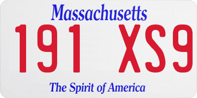 MA license plate 191XS9