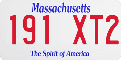 MA license plate 191XT2