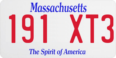 MA license plate 191XT3
