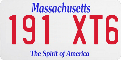 MA license plate 191XT6