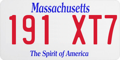 MA license plate 191XT7