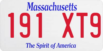 MA license plate 191XT9