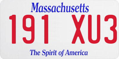 MA license plate 191XU3