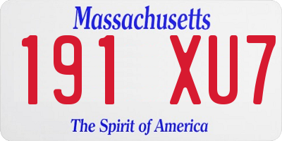 MA license plate 191XU7