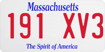 MA license plate 191XV3