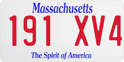 MA license plate 191XV4