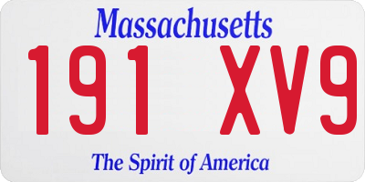 MA license plate 191XV9