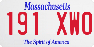 MA license plate 191XW0