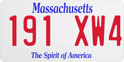 MA license plate 191XW4