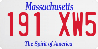 MA license plate 191XW5