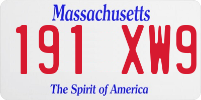 MA license plate 191XW9