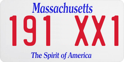 MA license plate 191XX1