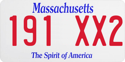 MA license plate 191XX2