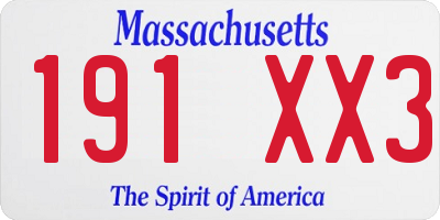MA license plate 191XX3