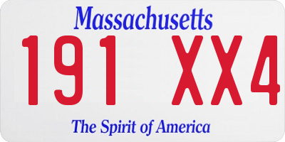MA license plate 191XX4