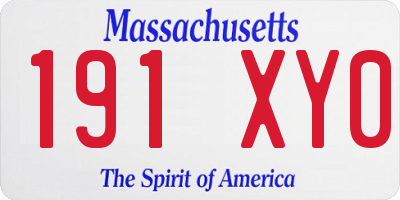 MA license plate 191XY0