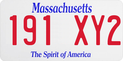 MA license plate 191XY2