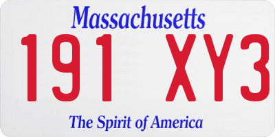 MA license plate 191XY3