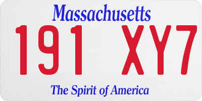 MA license plate 191XY7