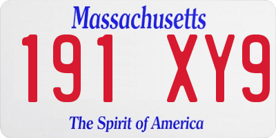 MA license plate 191XY9