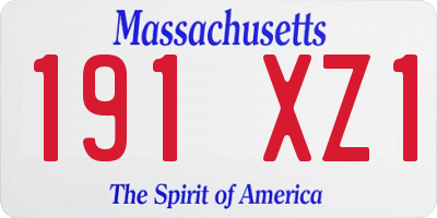 MA license plate 191XZ1