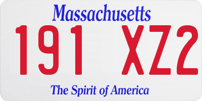 MA license plate 191XZ2