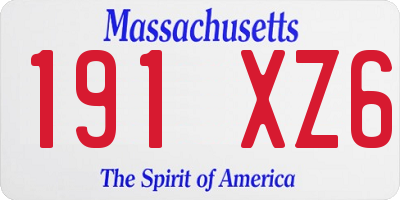 MA license plate 191XZ6