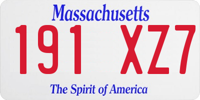 MA license plate 191XZ7