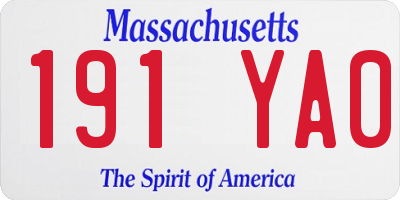 MA license plate 191YA0