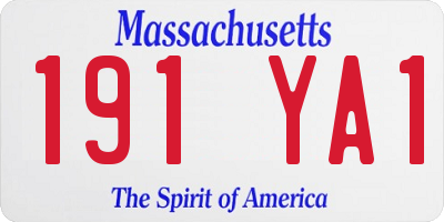 MA license plate 191YA1