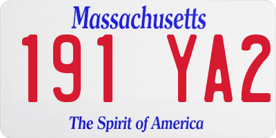 MA license plate 191YA2