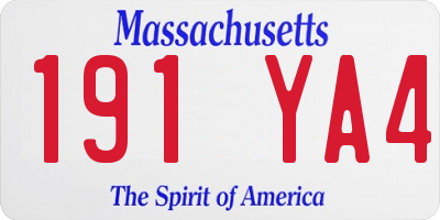 MA license plate 191YA4