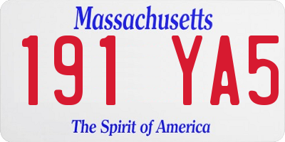 MA license plate 191YA5