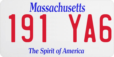 MA license plate 191YA6