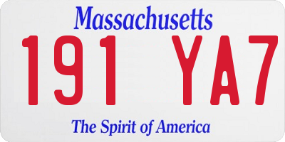 MA license plate 191YA7