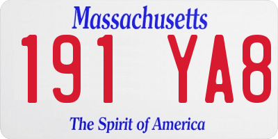 MA license plate 191YA8
