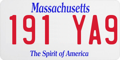 MA license plate 191YA9
