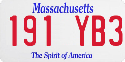 MA license plate 191YB3