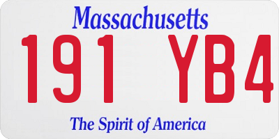 MA license plate 191YB4