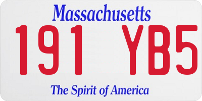 MA license plate 191YB5