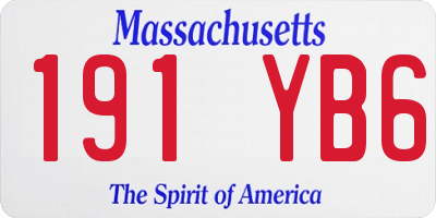 MA license plate 191YB6