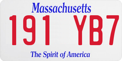 MA license plate 191YB7