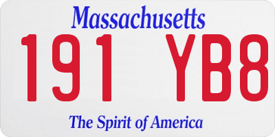 MA license plate 191YB8