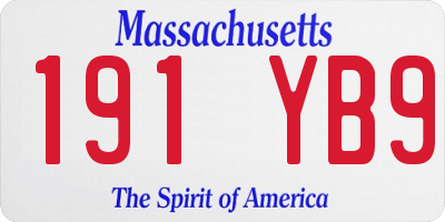 MA license plate 191YB9