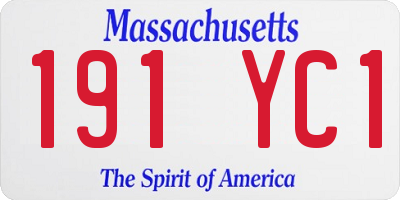 MA license plate 191YC1