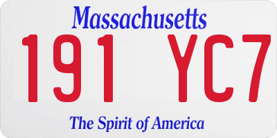 MA license plate 191YC7