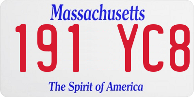 MA license plate 191YC8