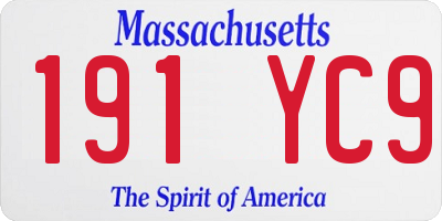 MA license plate 191YC9